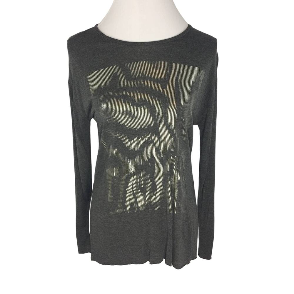 Zara W&B Women's Tee Long Sleeve Graphic Size Small